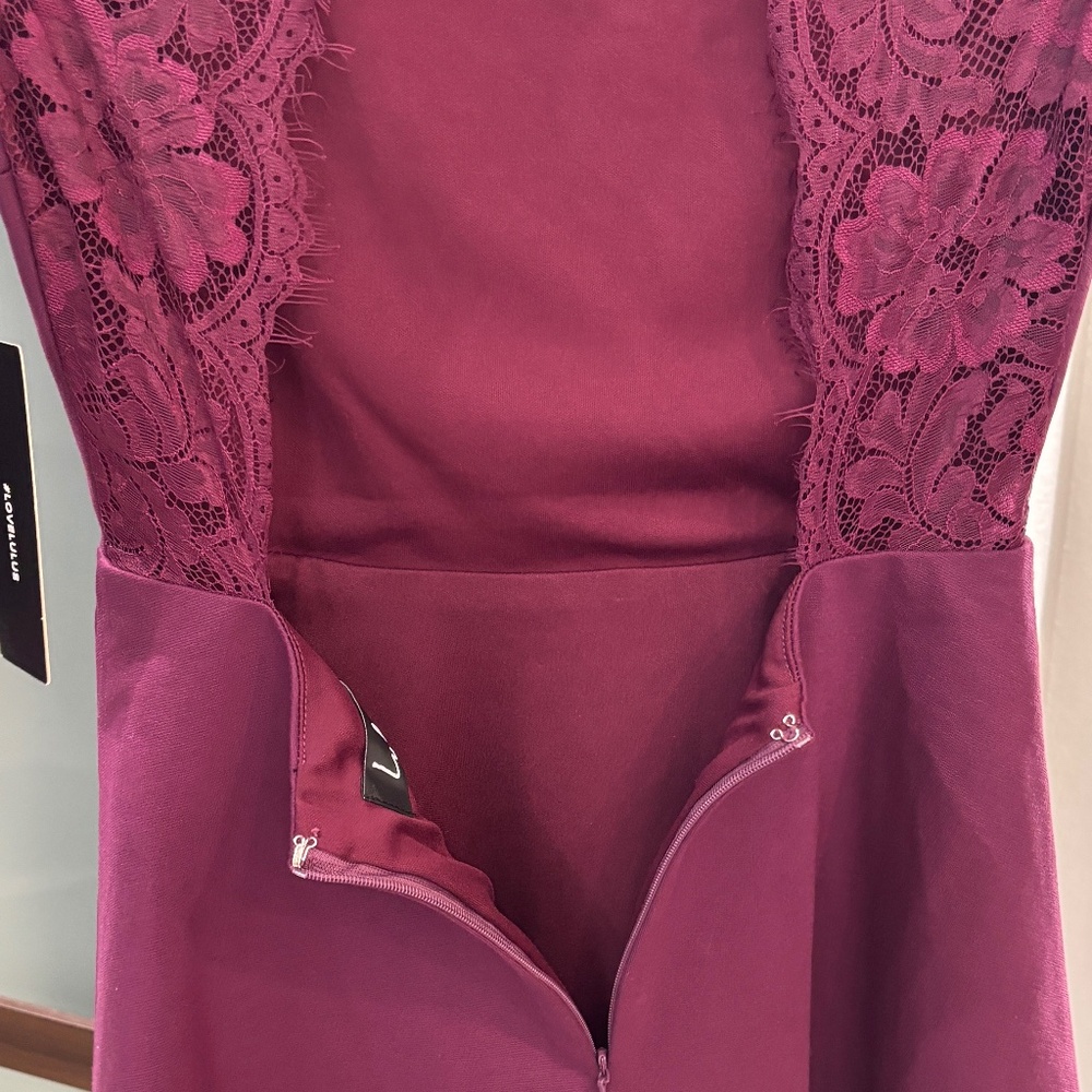 Lulus "Felicity" Backless Lace Skater Dress - Plum Purple Size XS - Picture 8 of 12